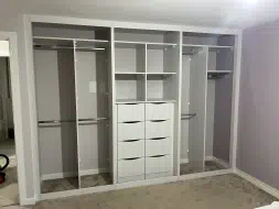 Taupe grey hinged wardrobe interior, fitted in Guisborough